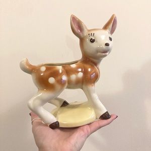 Vintage Fawn Planter Baby Deer With Classic Spots 60s Adorable Animal Planter